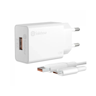 Solohour Cargador Carga Rápida 12W Kit USB-A to USB-C 1m Blanco