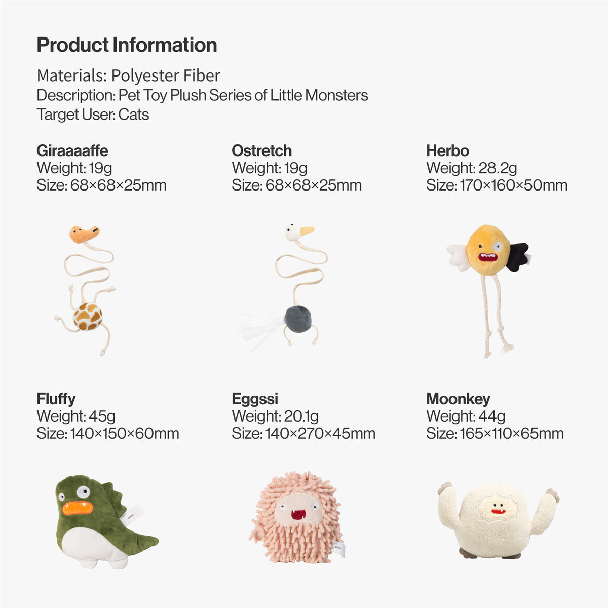 Pidan® - Peluche Para Gatos Serie Monster Jirafa - imagen 7