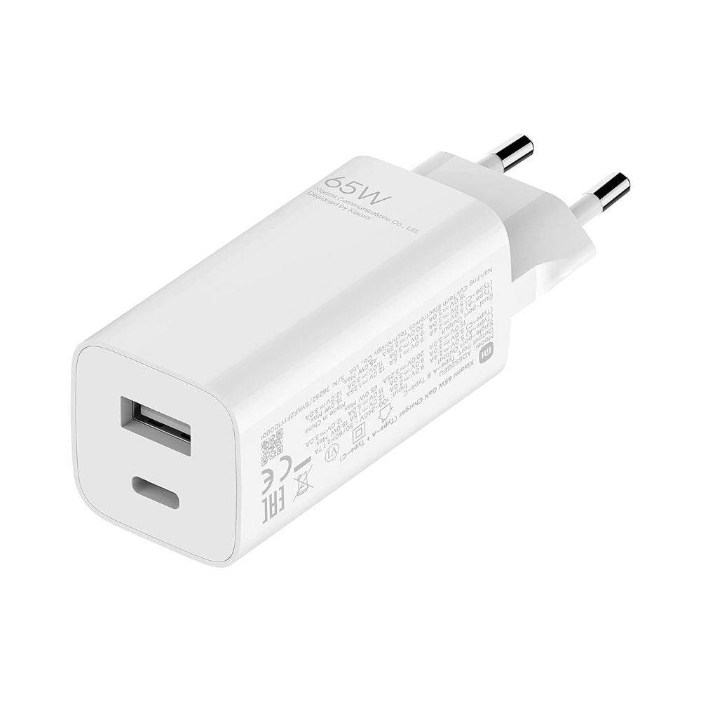 Xiaomi Cargador Mi 65W Tecnología GaN USB Tipo A + USB Tipo C
