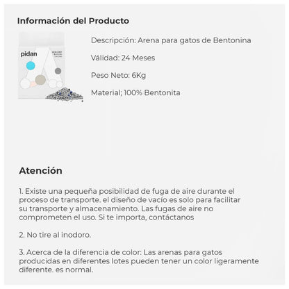 Pidan® Arena Para Gatos Premium Bentonita 6 Kg Aglutinante - imagen 3