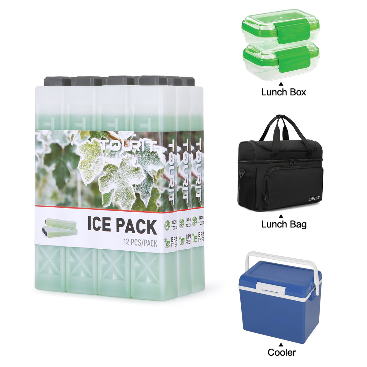 Tourit Paquetes de hielo reutilizables de larga duracion pack de 4
