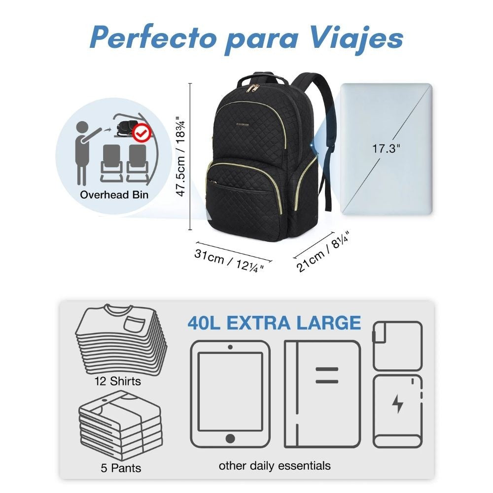 Bagsmart Mochila de Viaje para Notebook 17,3″ Trabajo Acolchada