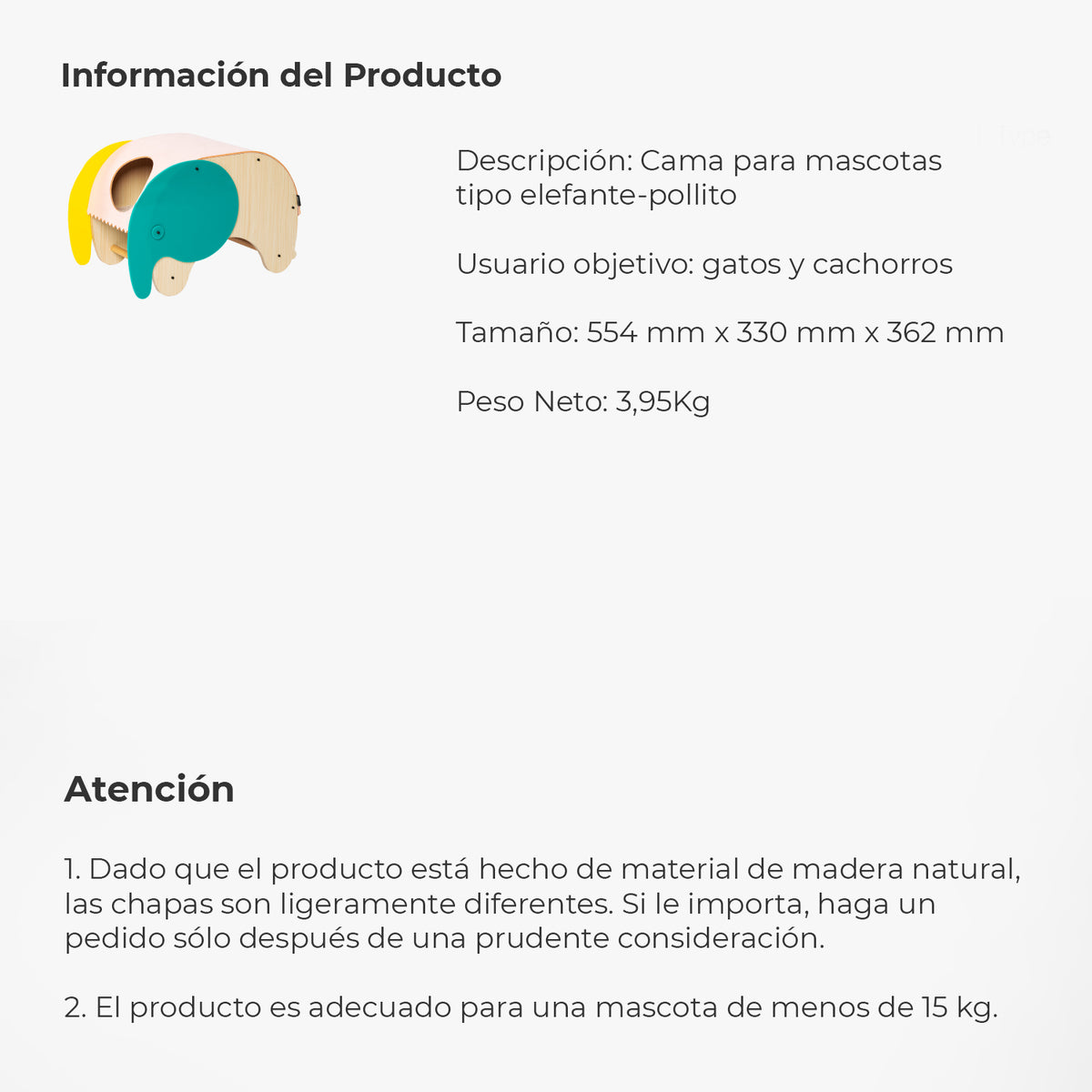 Pidan® Cama Tipo Hamaca Escondite Para Mascotas Elefante