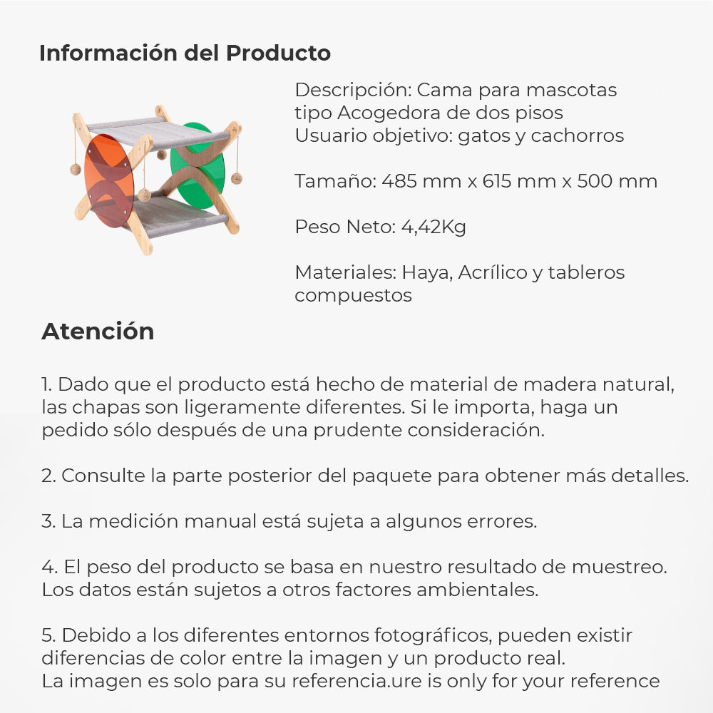 Pidan® Cama Verano Para Gatos Hamaca Doble Piso Cómoda