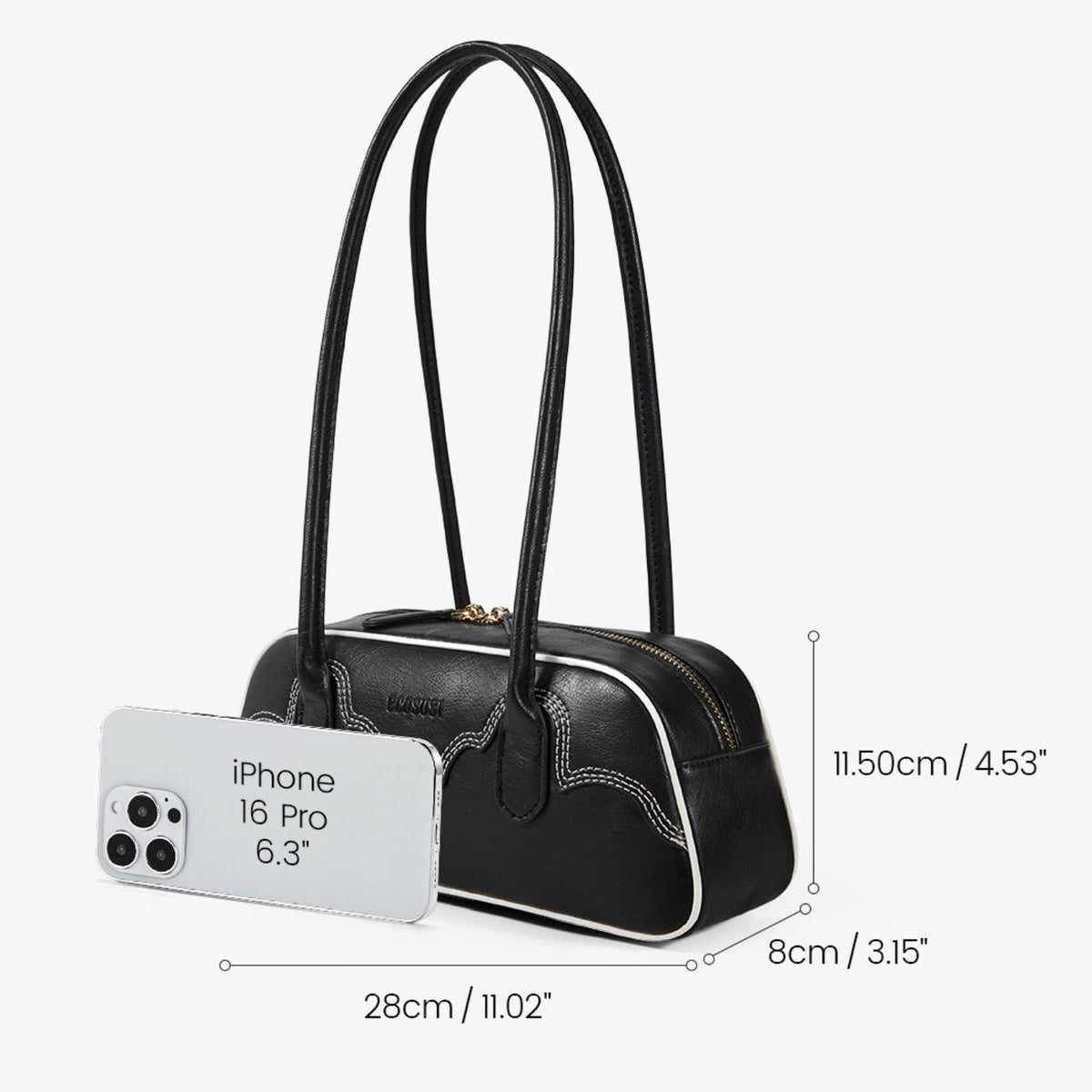 Ecosusi Cartera Evelyn Estilo Baguette de Cuero Vegano 2,6 L