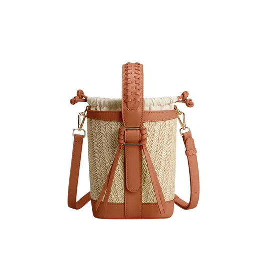 Ecosusi Bolso Bandolera Tipo Cubo Marina de Rafia Natural