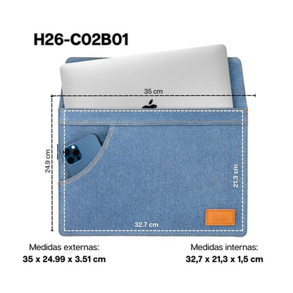 Tomtoc Funda con Correa Denim-H26 para MacBook Air / Pro de 13”