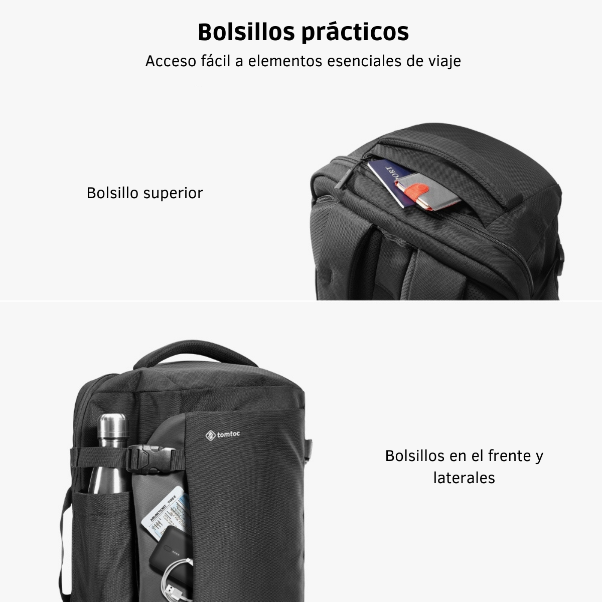 Tomtoc Mochila de Viaje Navigator-T66 para Notebook 17.3" 40L - imagen 9