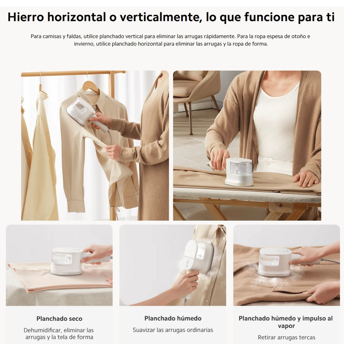 Xiaomi Plancha de Vapor Ropa Portátil Plegable 1300W 3 modos