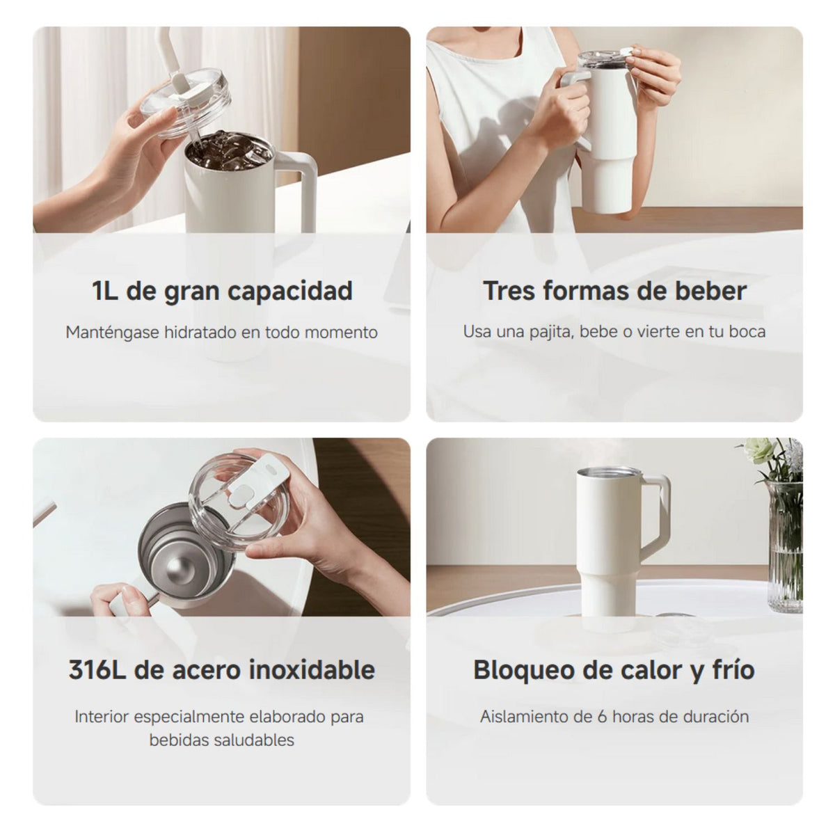 Xiaomi Botella de Agua con Bombilla Acero Inoxidable 1L - imagen 2