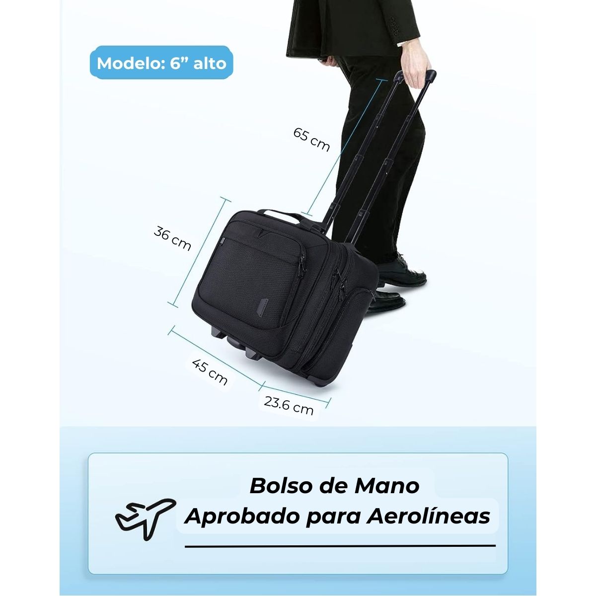 Bagsmart Maletín de Viaje con Ruedas Acolchado Notebook 17,3″