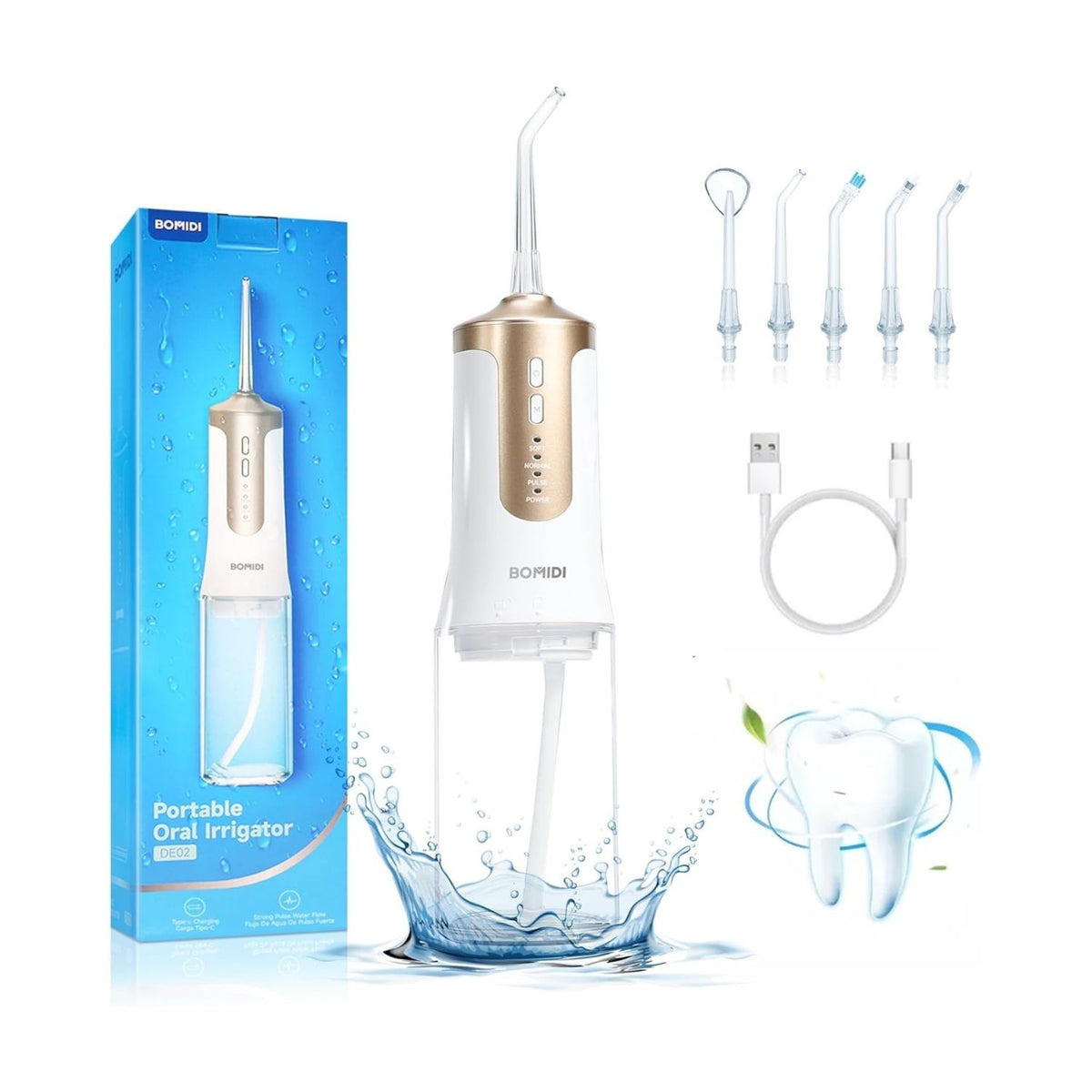 Bomidi Irrigador Bucal Portátil Recargable DE02 240 ml