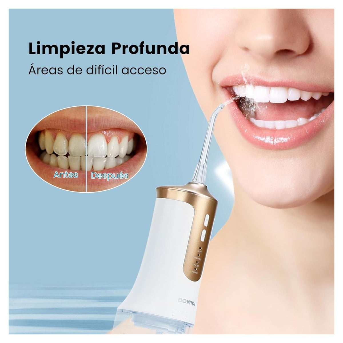 Bomidi Irrigador Bucal Portátil Recargable DE02 240 ml