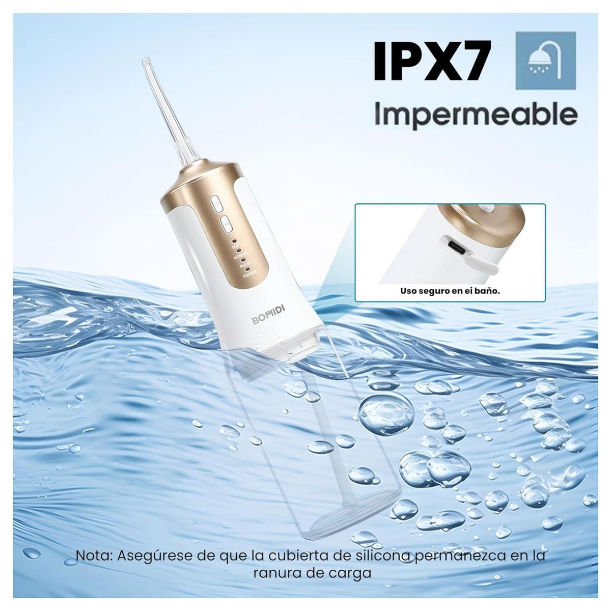 Bomidi Irrigador Bucal Portátil Recargable DE02 240 ml