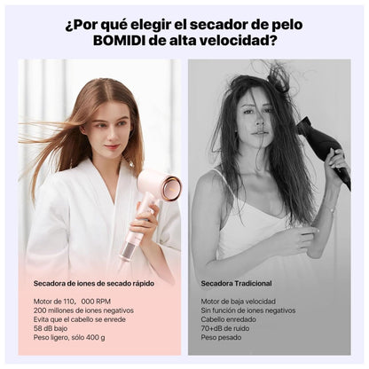 Bomidi Secador de Pelo Compacto HD04 Profesional Iónico Negativo