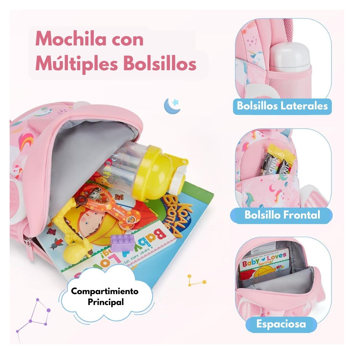 Mommore Mochila para Niños Unicornio/Dinosaurio 6L