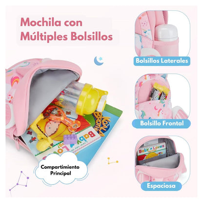 Mommore Mochila para Niños Unicornio/Dinosaurio 6L