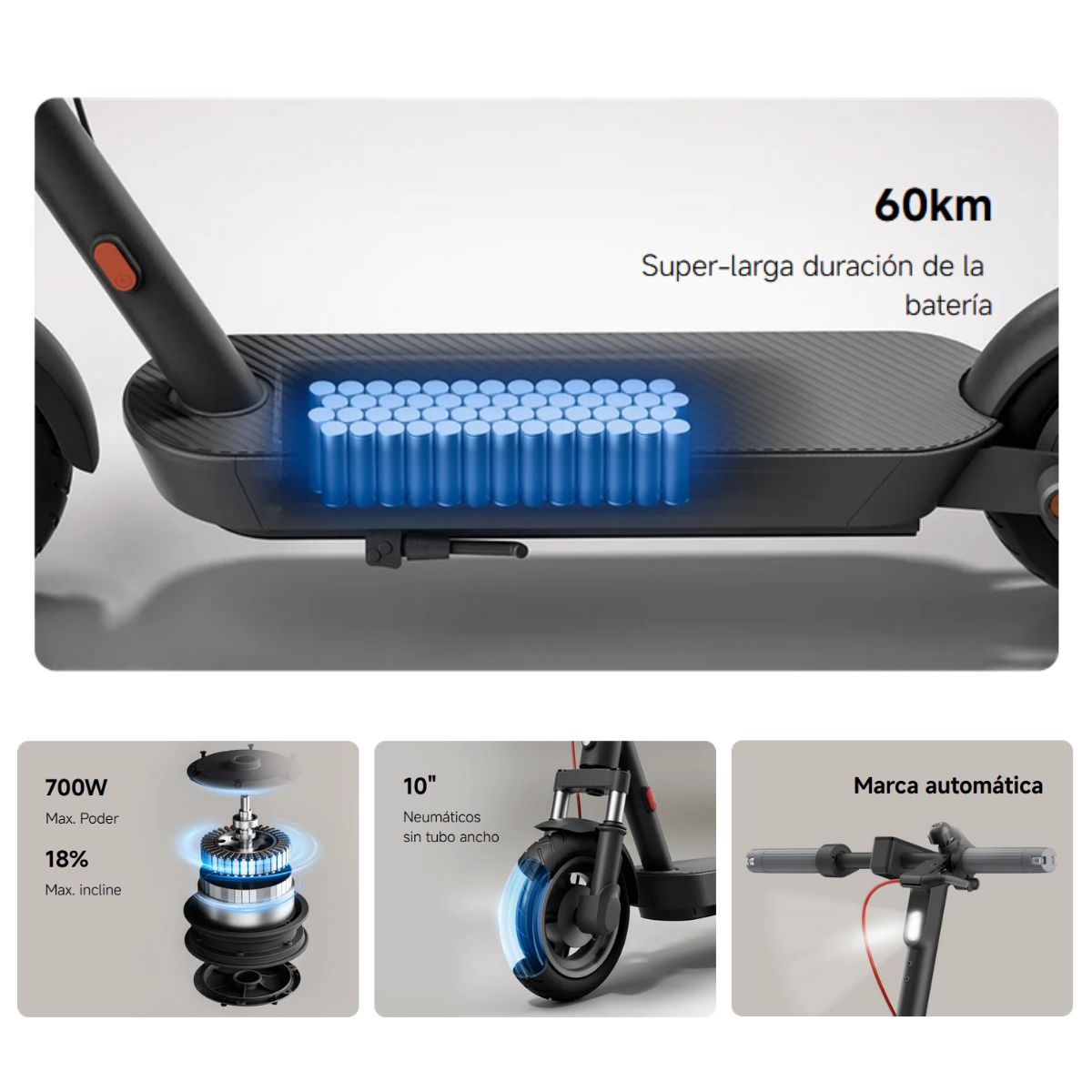 Xiaomi Scooter Eléctrico 5 Plegable 60km Autonomía 700W - imagen 3