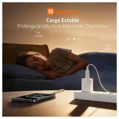 Solohour Cargador Carga Rápida 12W Kit USB-A to USB-C 1m Blanco - imagen 5