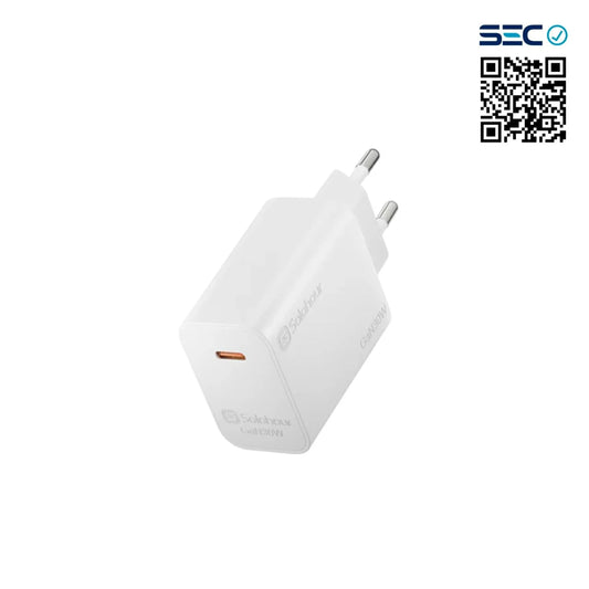 Solohour Cargador Carga Rápida GAN 30w kit 1m USB-C Blanco