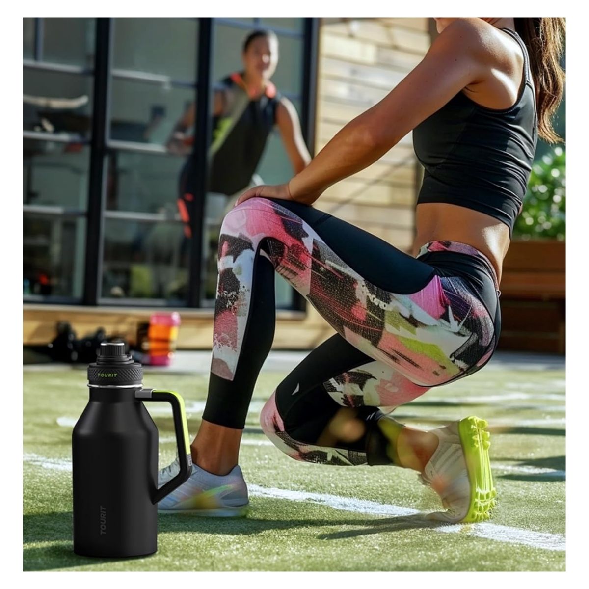 Tourit Botella de Agua Térmica Deportiva Anti Derrames con Asa 64oz